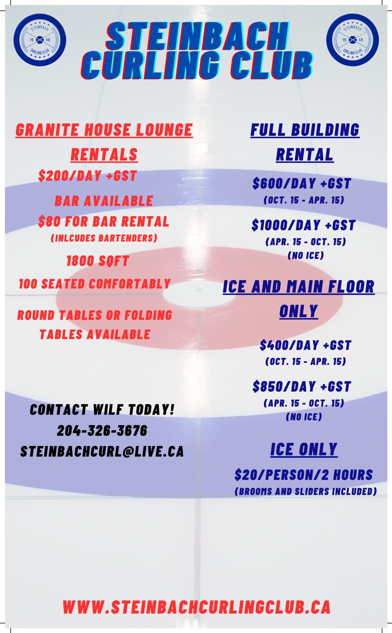 Rental-Poster-1 Options for renting at Steinbach Curling Club
